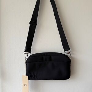 BEIS travel crossbody in black, unisex style NWT